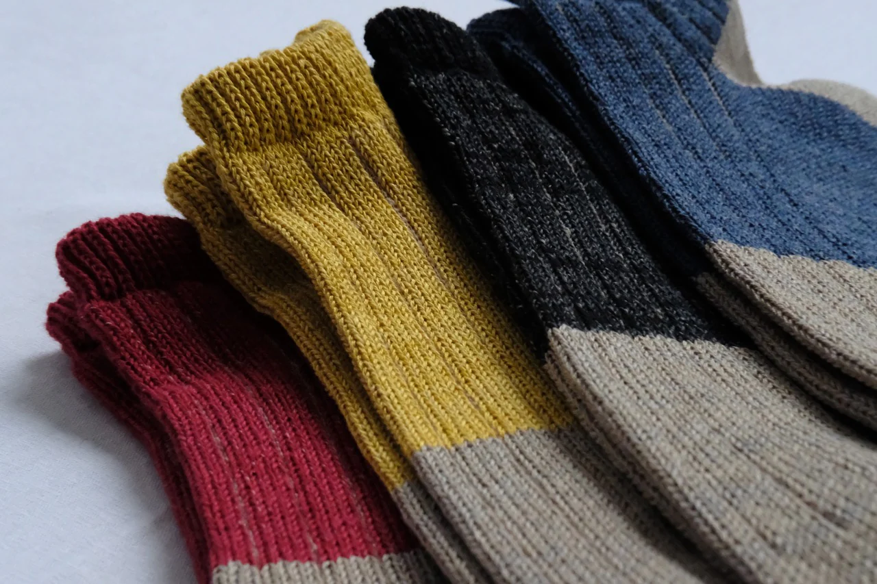 Linen Cotton Anklet Socks - Blue - Image 3