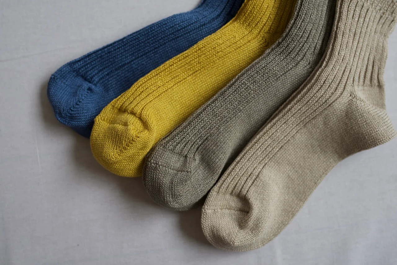 Linen Ribbed Socks - Off White - Image 6