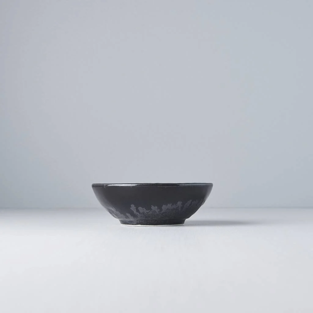 Matt W' Shiny Black Edge uneven small shallow bowl 13cm - Image 3