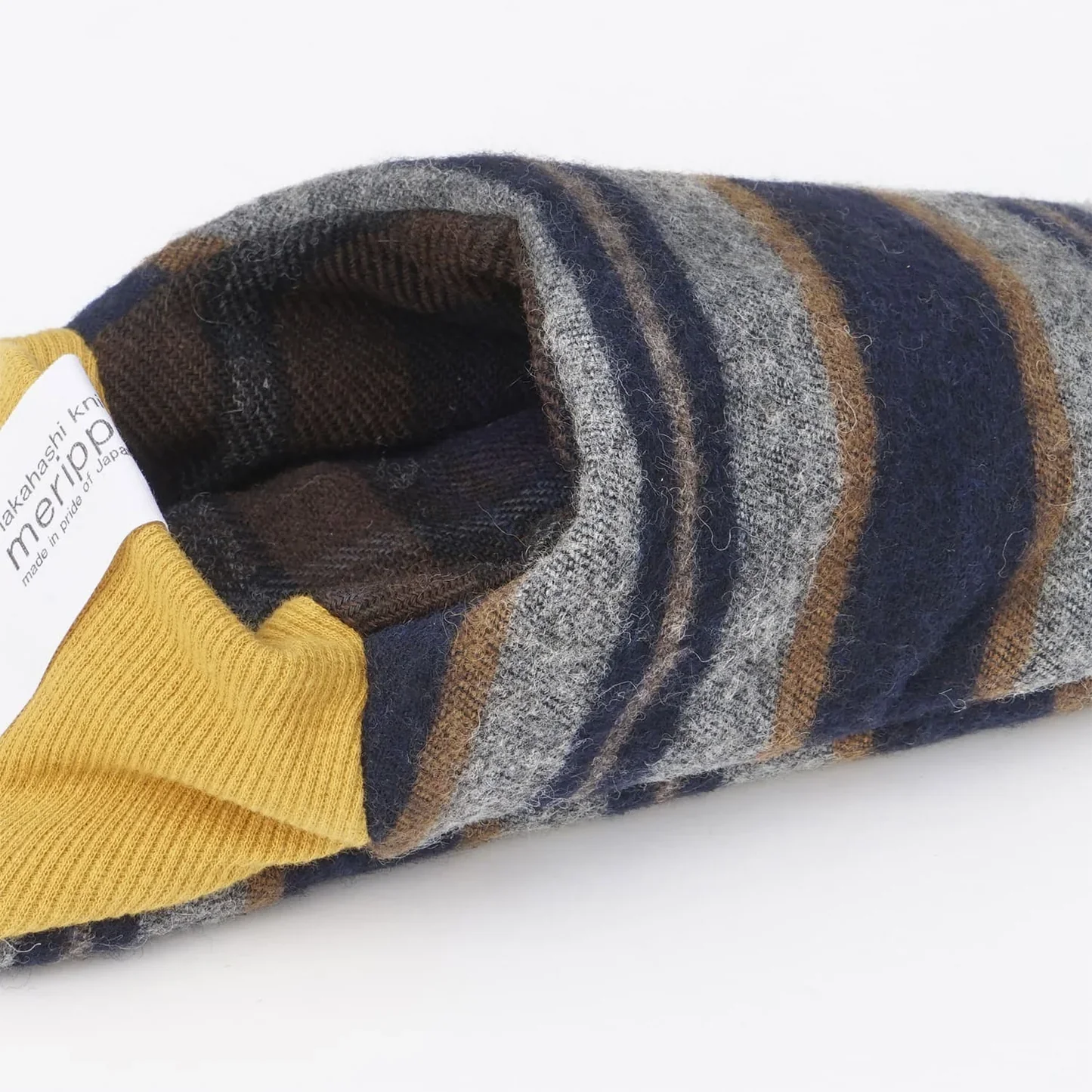 Merippa Cotton Wool Border x Dark Check Blue Japanese Slippers - Image 3