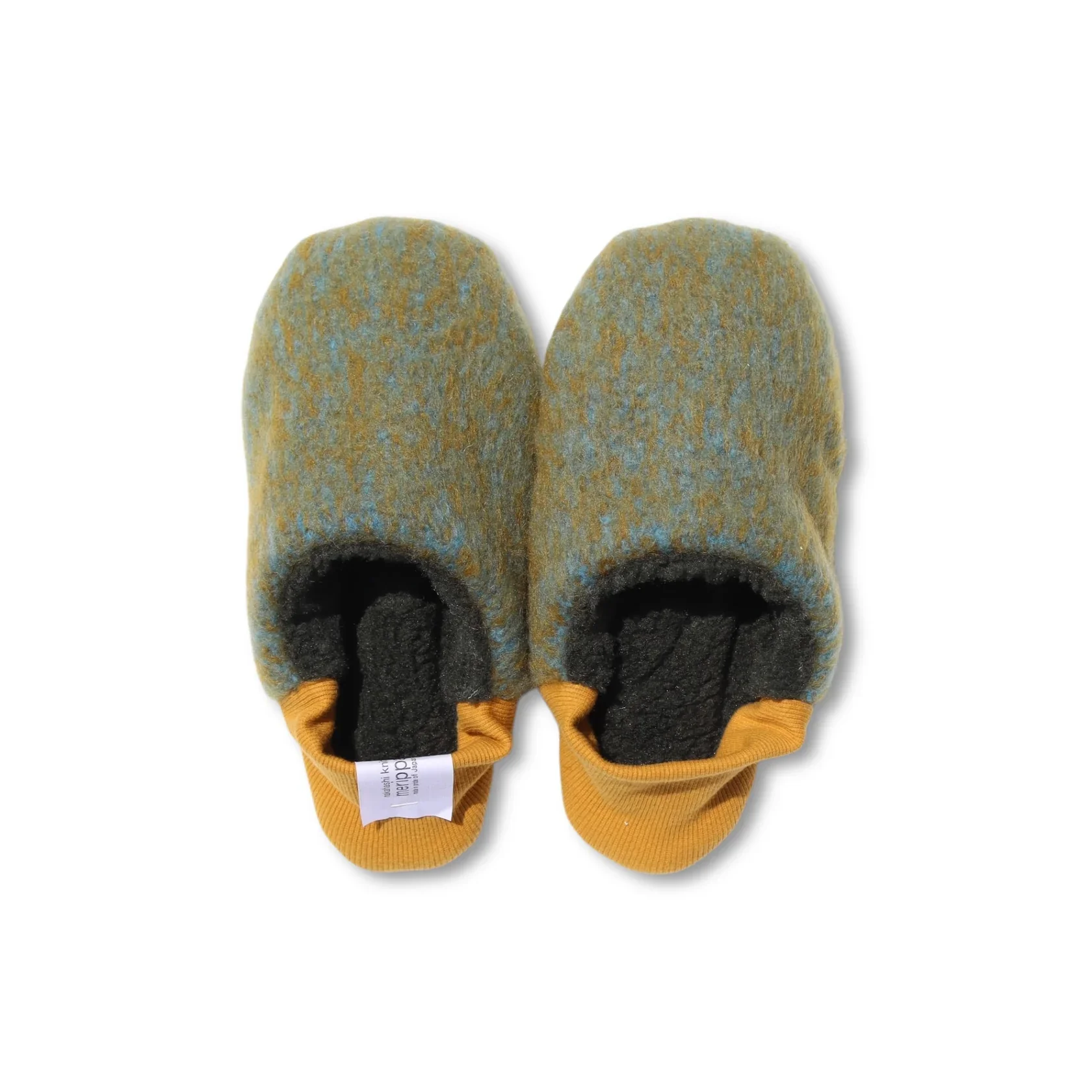 Merippa Melange Shaggy x Quilted Boa Green Japanese Slippers - Image 2