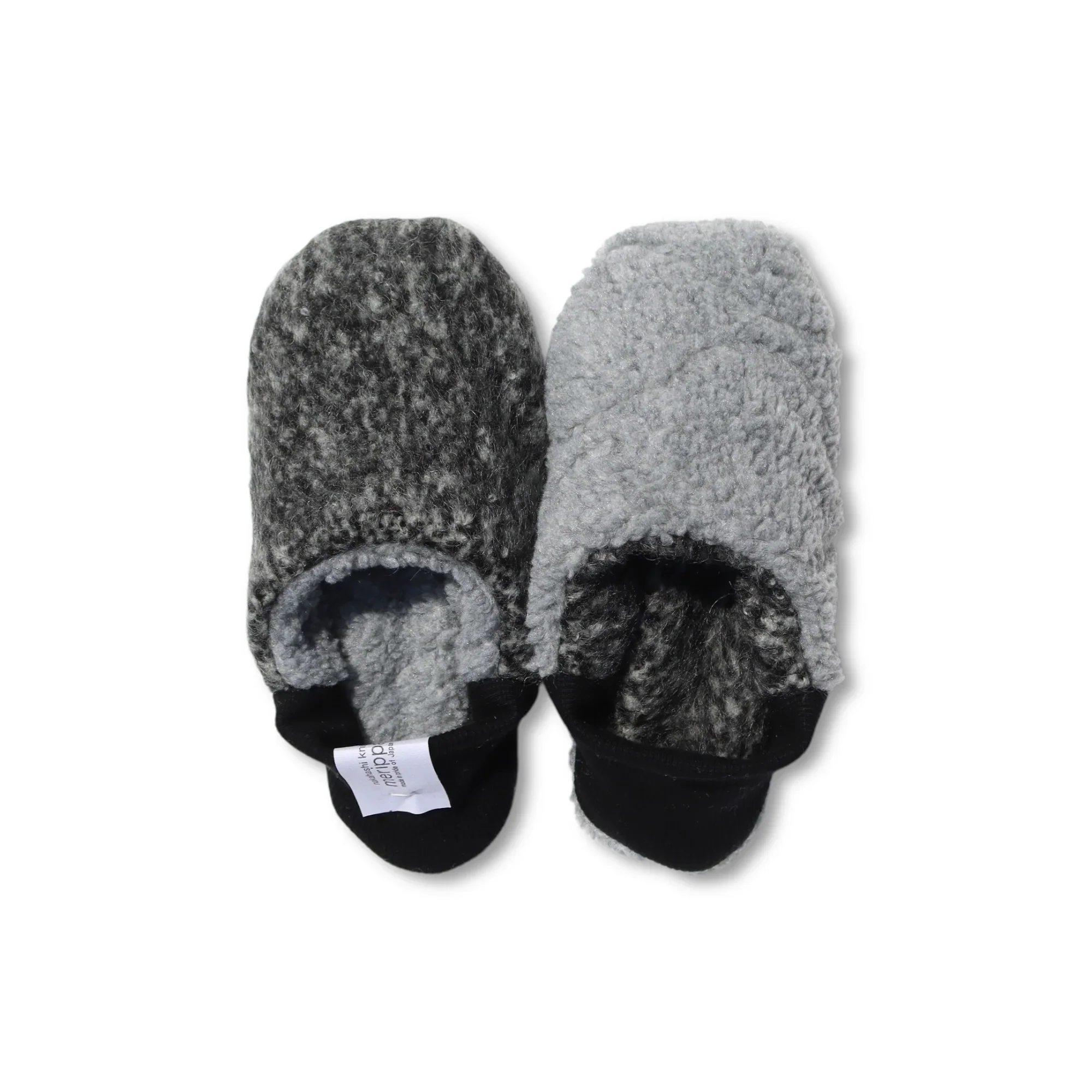 Merippa Melange Shaggy x Quilted Boa Grey Japanese Slippers