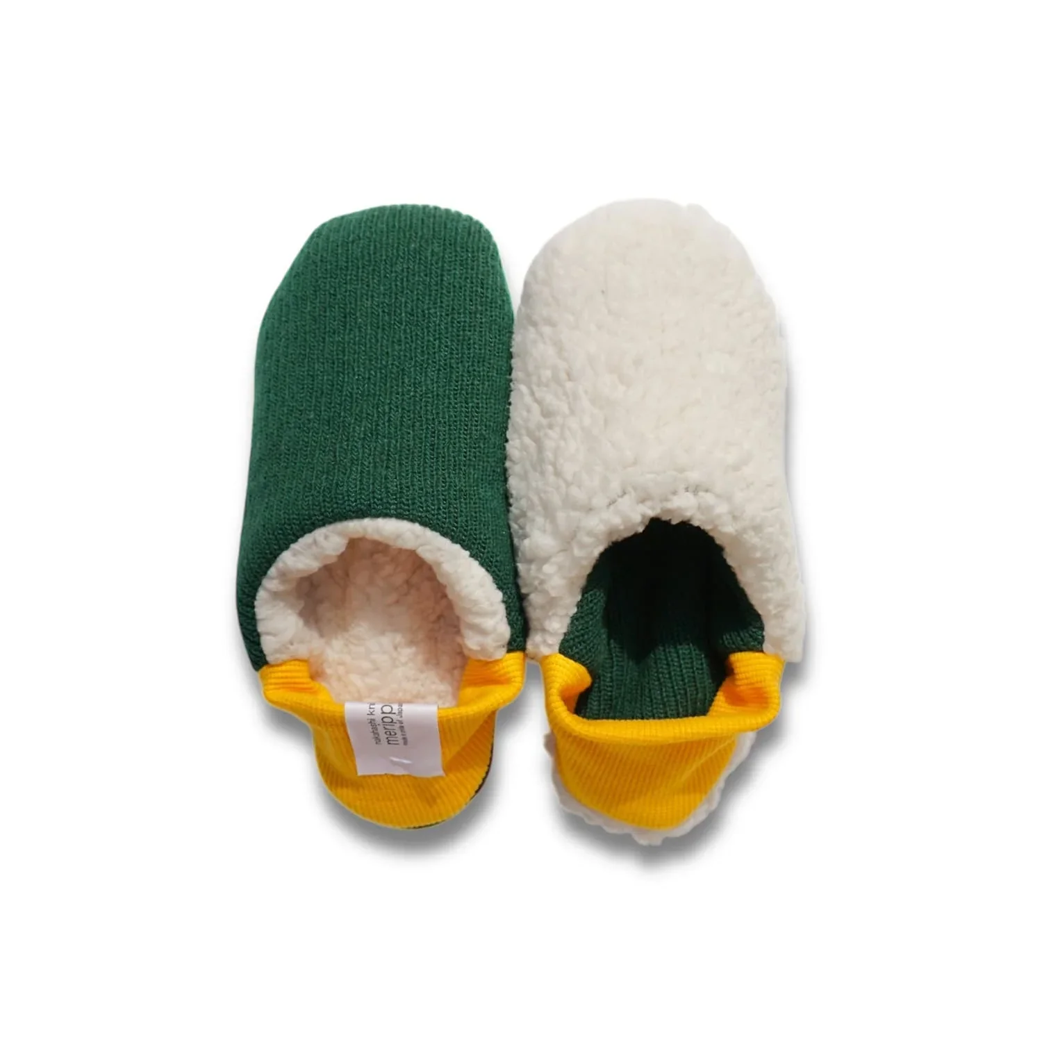 Merippa Quater Knit x Sheep Boa Green Japanese Slippers
