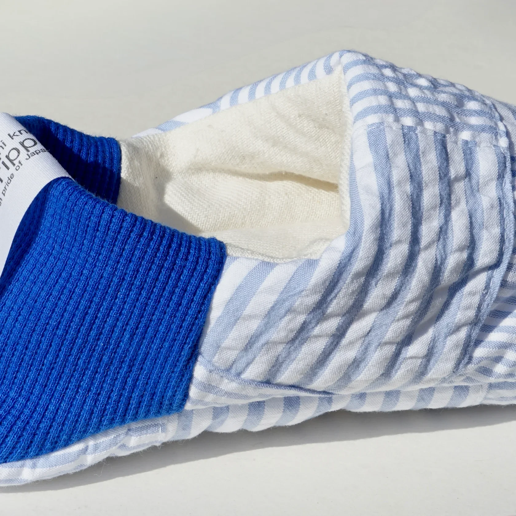 Merippa Soccer Patchwork Sky Blue x Knapsack Natural Japanese Slippers - Image 3