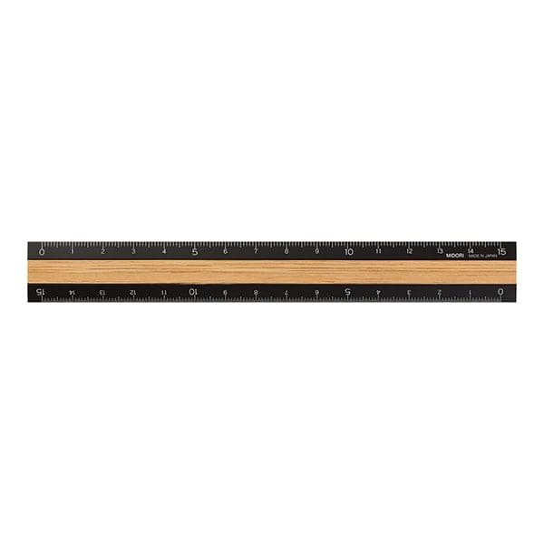 Midori Aluminium ruler 15cm Black & Bamboo