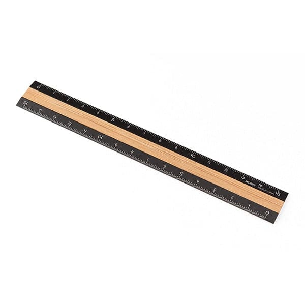 Midori Aluminium ruler 15cm Black & Bamboo - Image 4