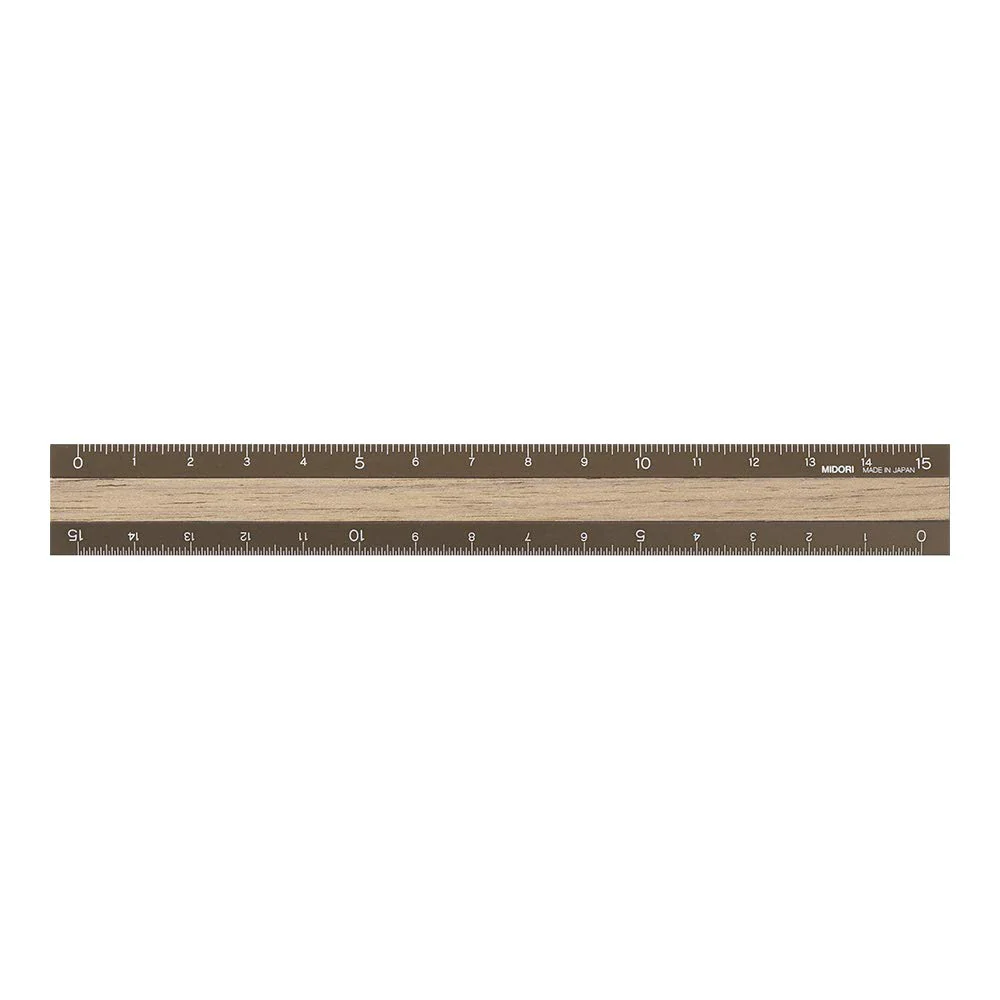 Midori Aluminium ruler 15cm Brown & Walnut