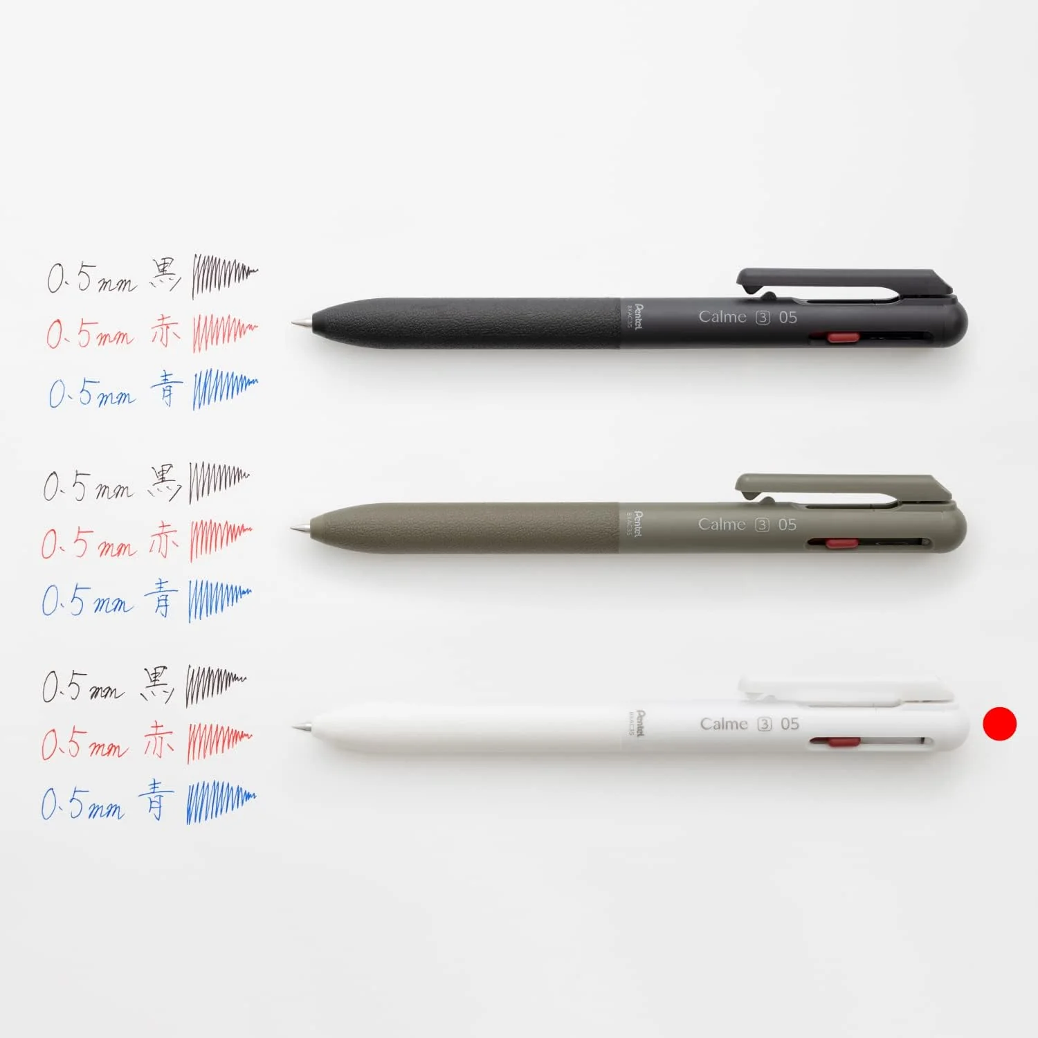 Pentel Calme 3 Colours Ballpoint Pen 0.5mm - Greyish White - Image 7