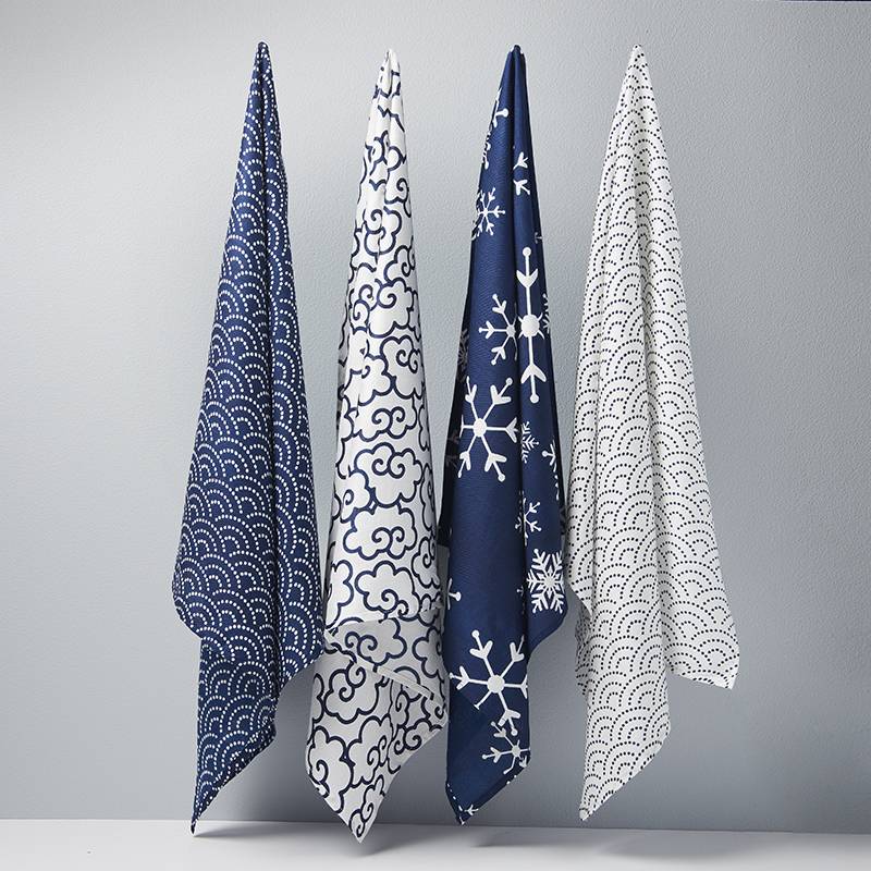 Blue reusable Furoshiki wrap 55cm - Image 6