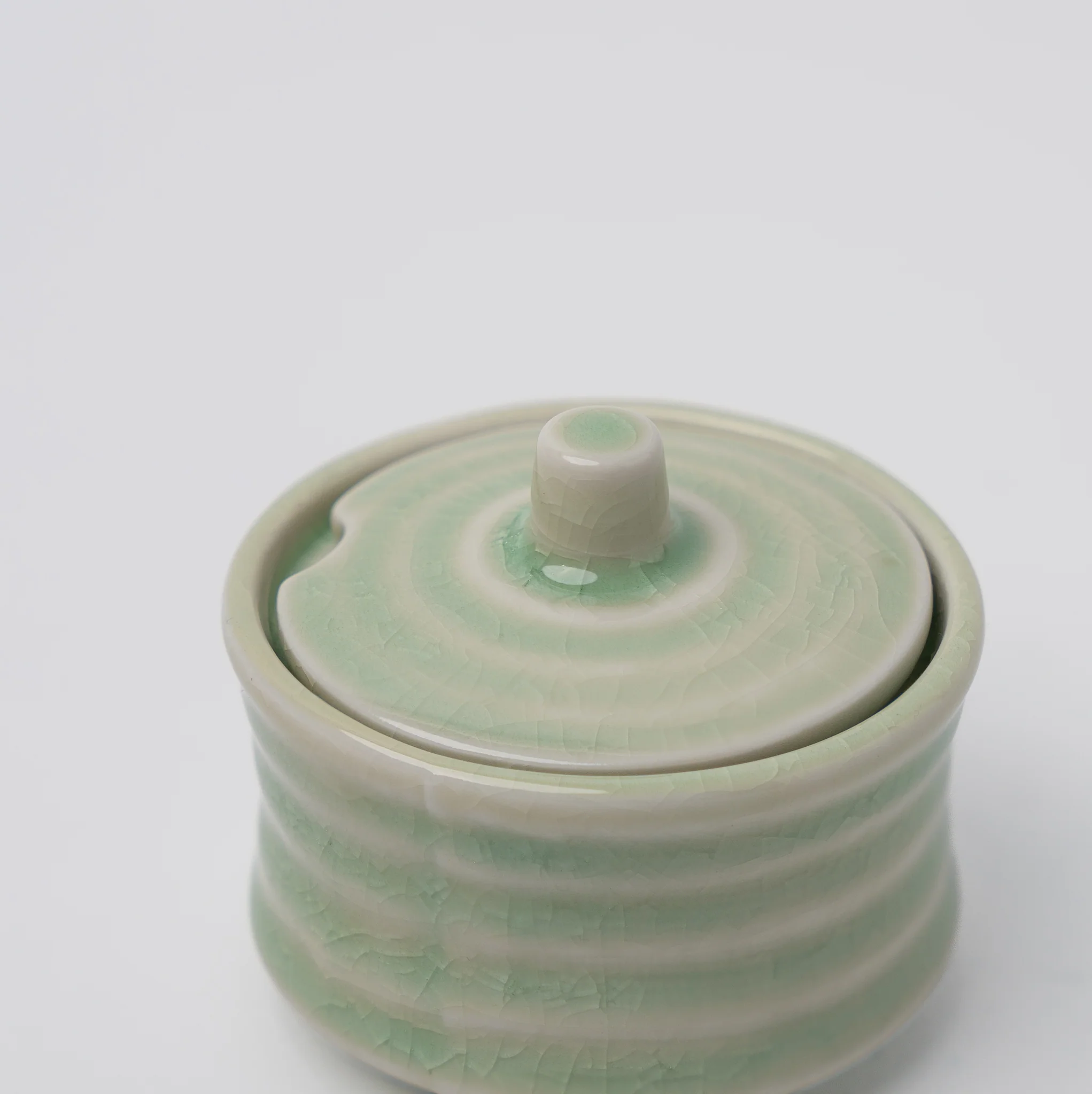 Sugar Pot Ribbed Celadon 116ml - Image 2