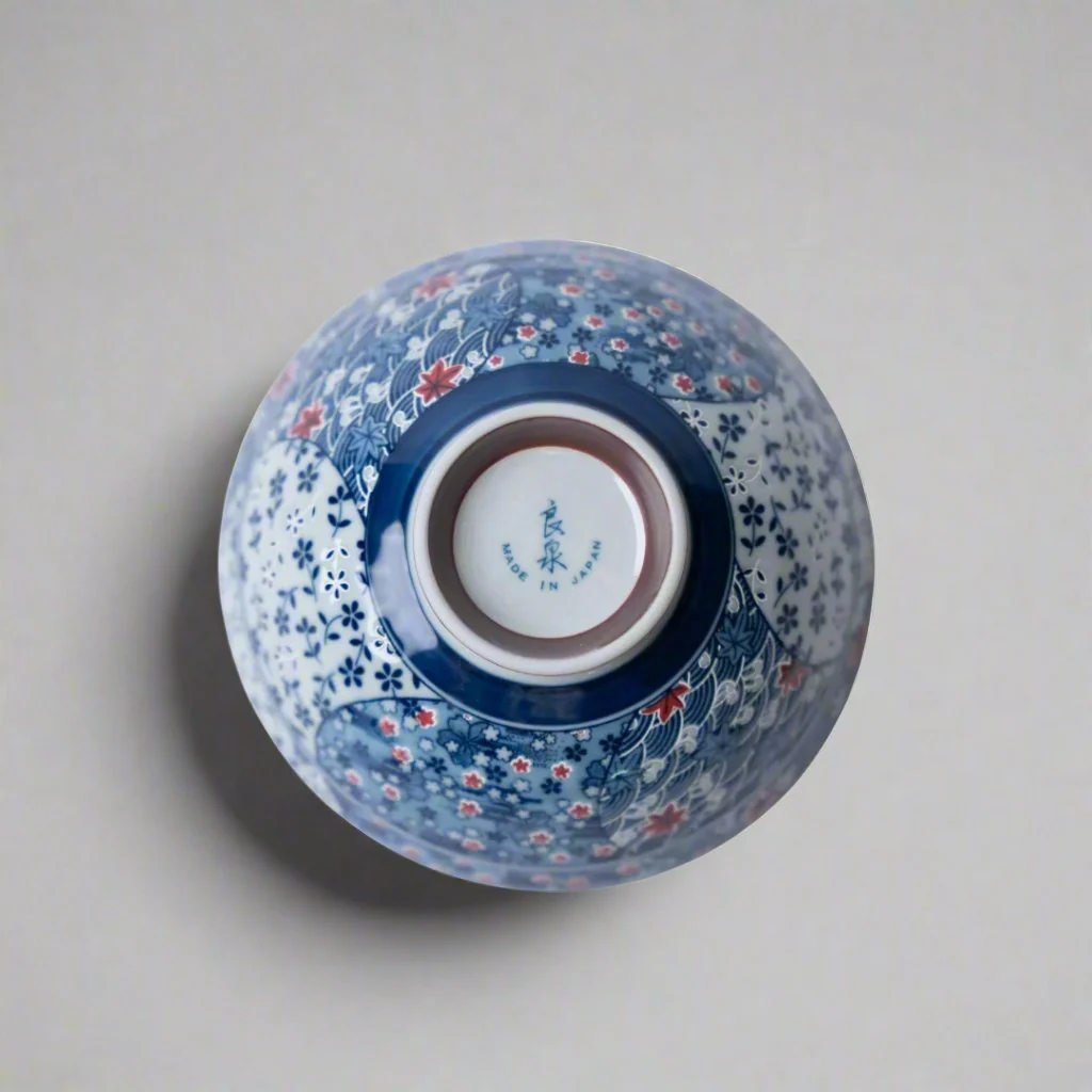 Rice Bowl Small Red Floral Design 14cm - Image 2