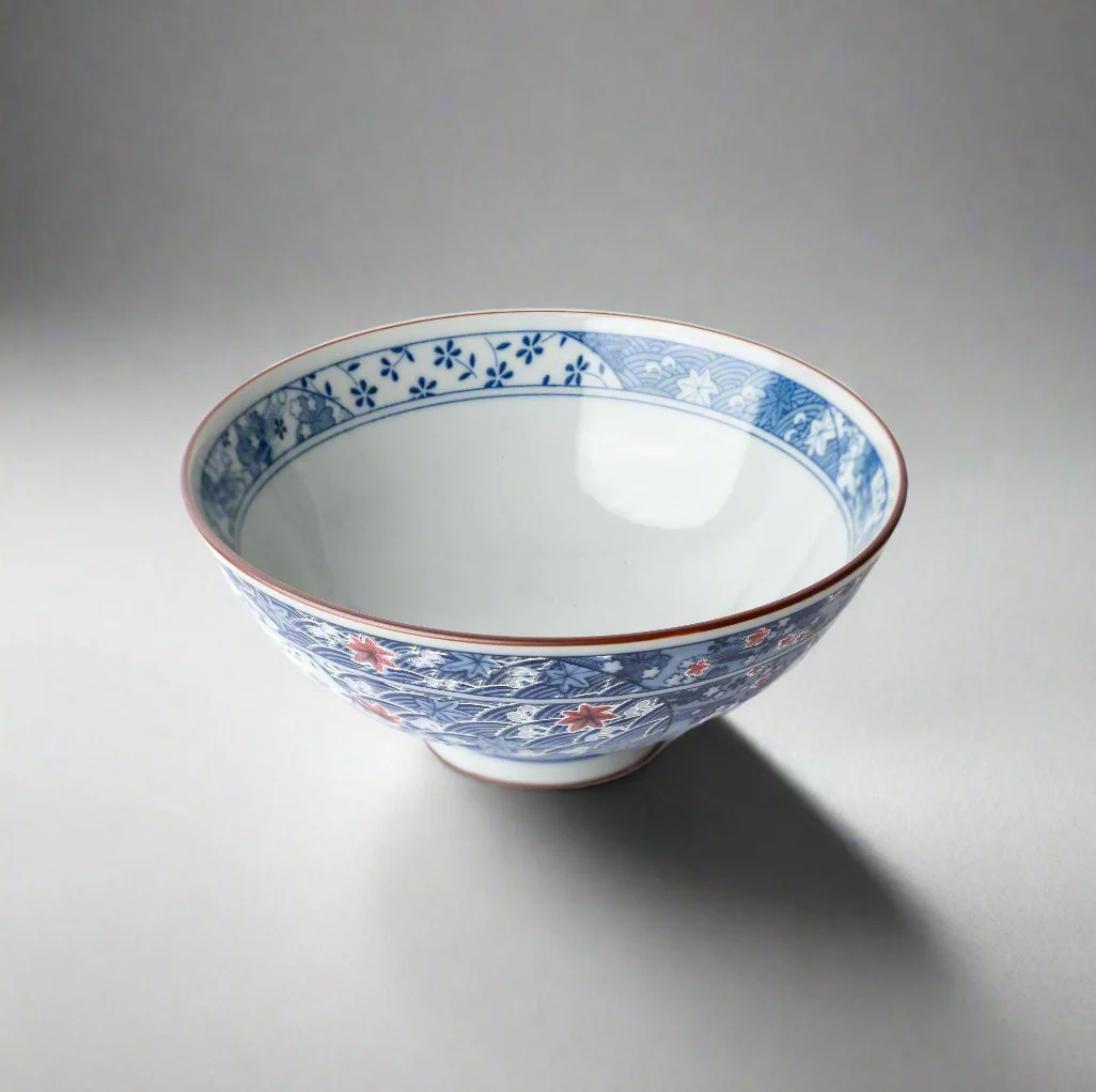 Rice Bowl Small Red Floral Design 14cm - Image 3