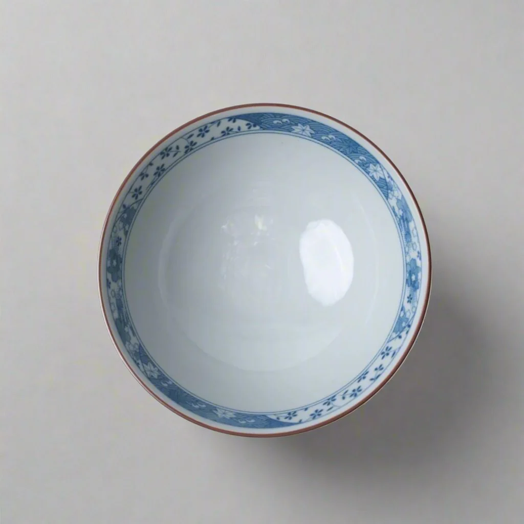 Rice Bowl Small Red Floral Design 14cm - Image 4