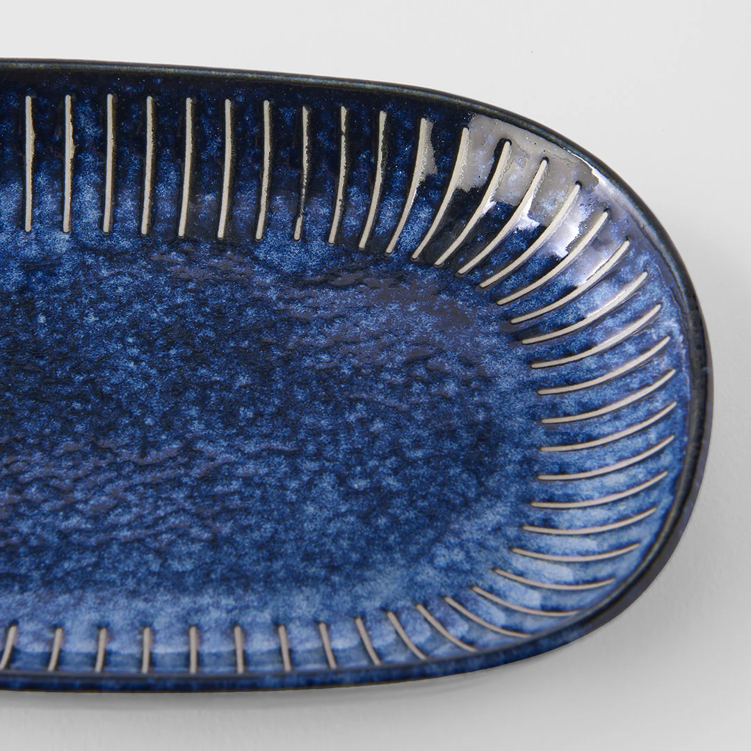 Ridged Indigo oval plate 19cm - Image 3