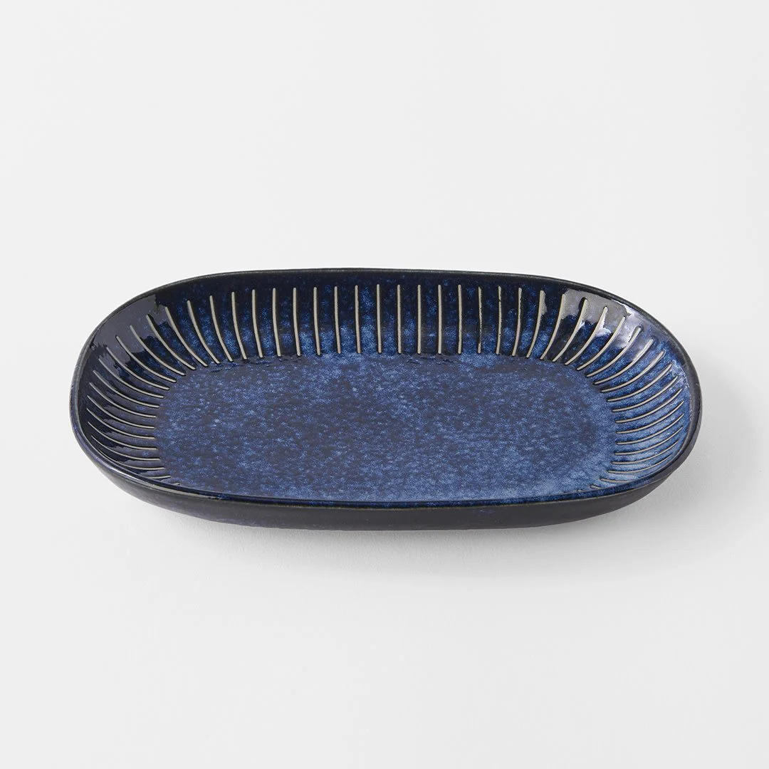 Ridged Indigo oval plate 19cm - Image 4