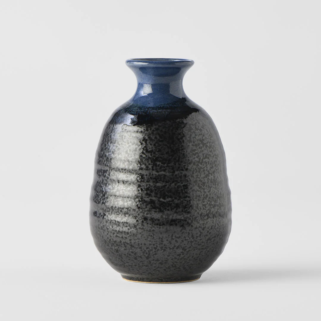 Sake Jug Black with blue top 280ml - Image 2