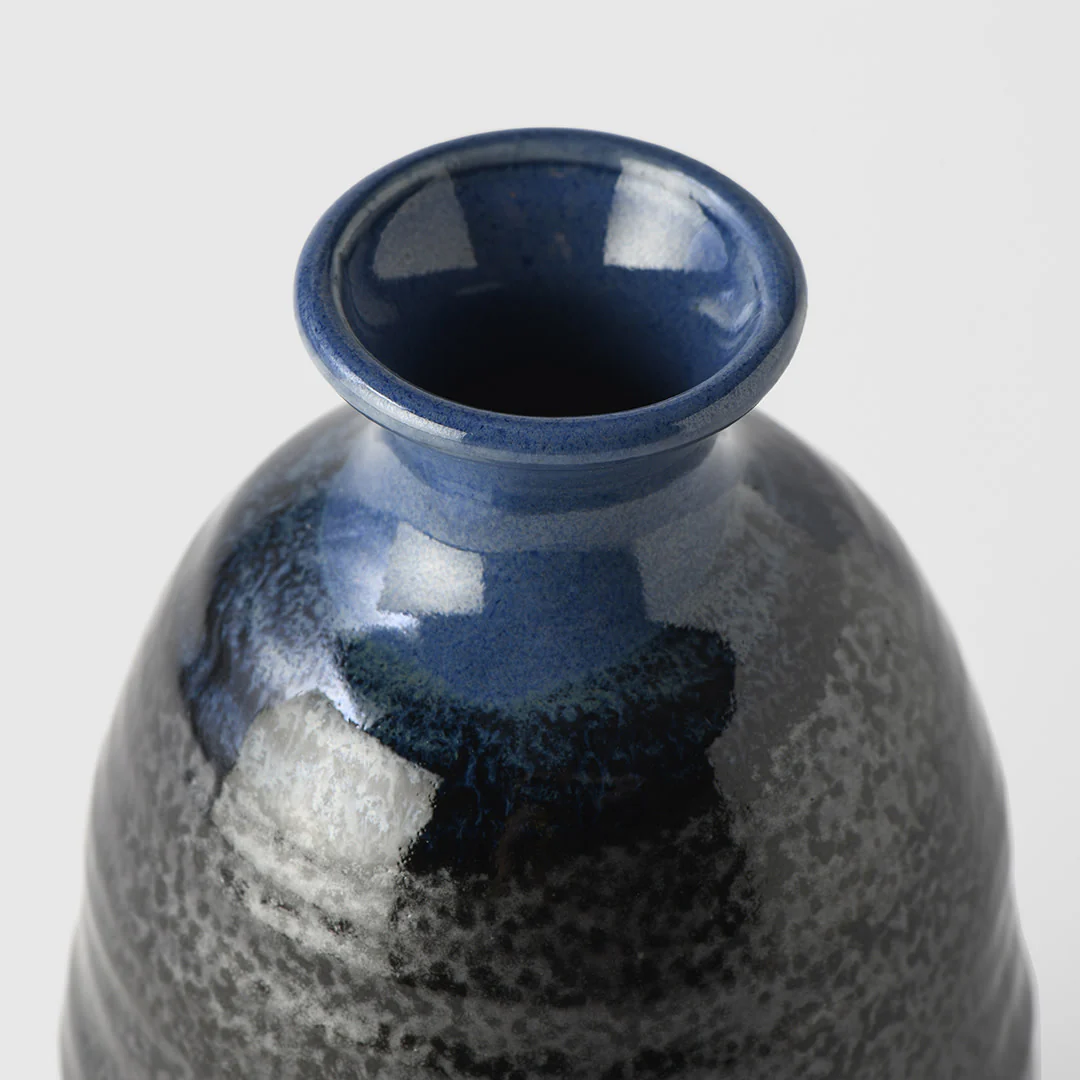 Sake Jug Black with blue top 280ml - Image 3