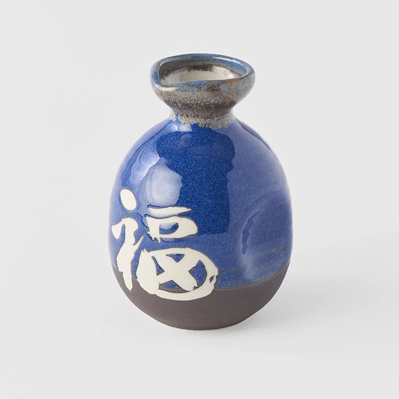 Sake jug dark blue with white kanji 275ml - Image 3
