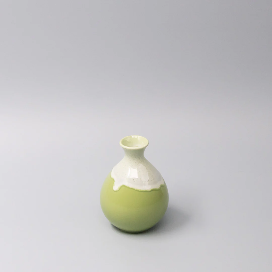 Sake Jug Green Gloss White Drip 300ml