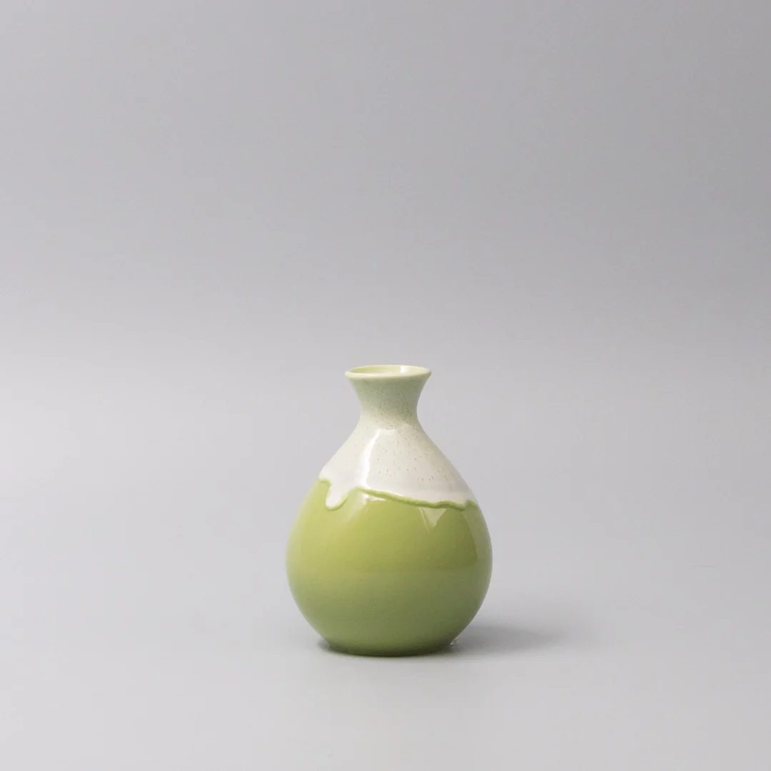 Sake Jug Green Gloss White Drip 300ml - Image 2
