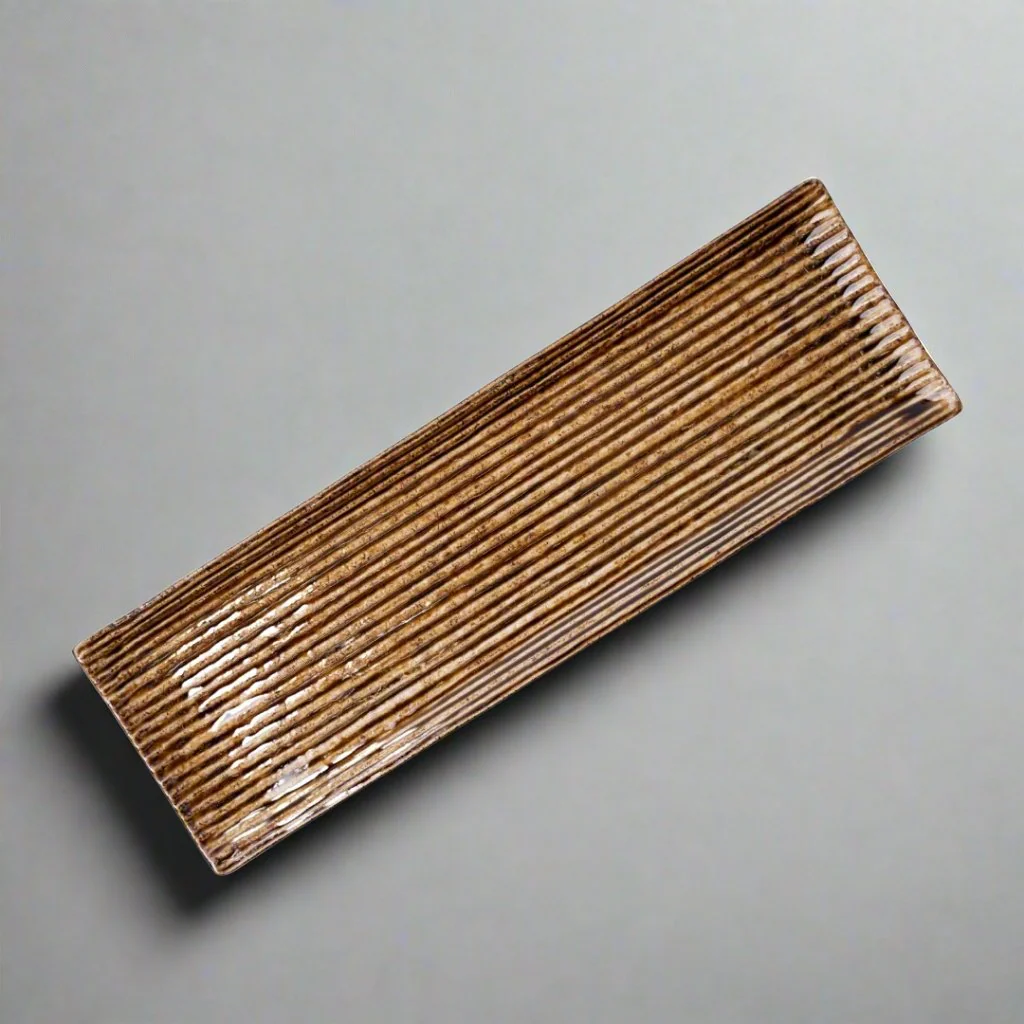 Sashimi Plate Amber Contour Glaze 33.2cm