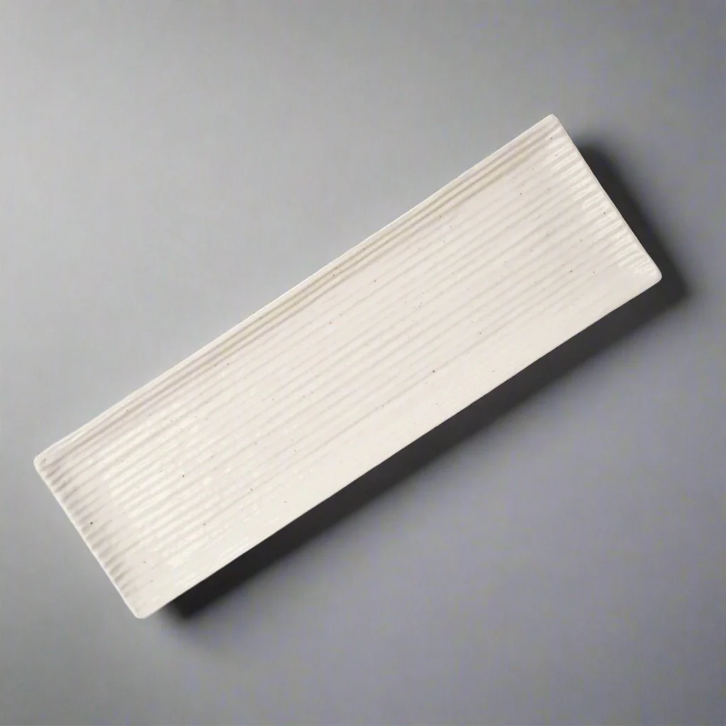 Sashimi Plate White Contour Glaze 33.2cm
