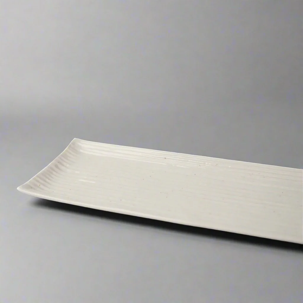 Sashimi Plate White Contour Glaze 33.2cm - Image 2