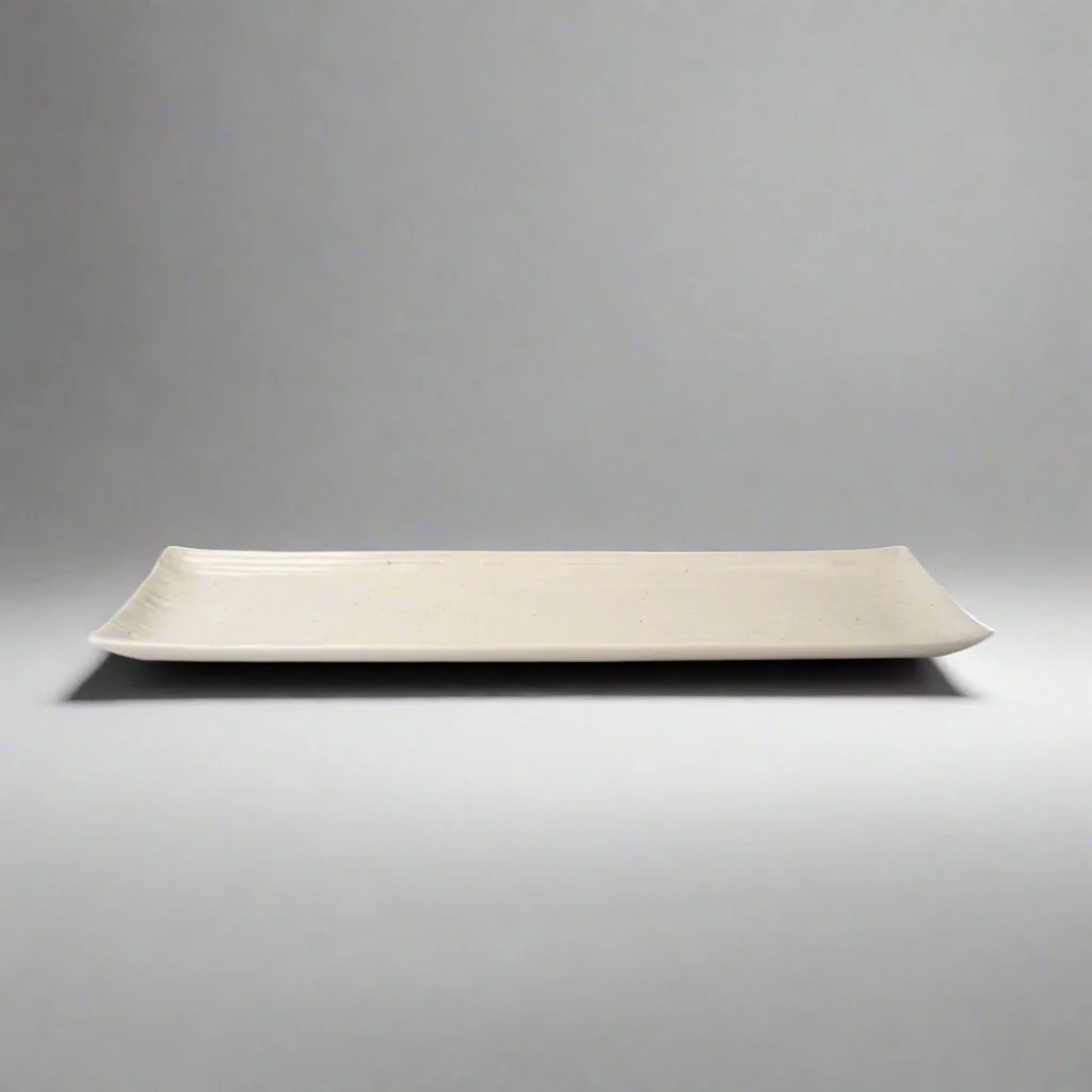 Sashimi Plate White Contour Glaze 33.2cm - Image 3