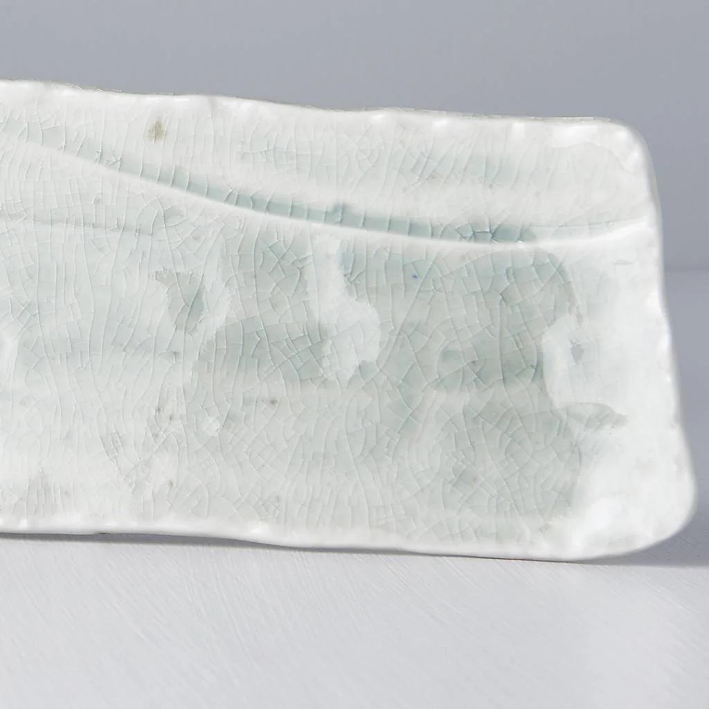 Pale green/grey long organic sashimi plate 36cm - Image 2