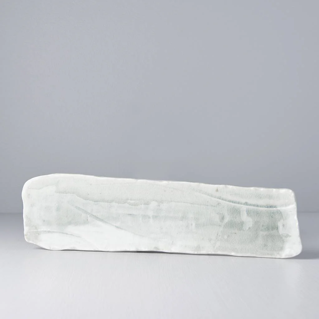 Pale green/grey long organic sashimi plate 36cm - Image 4