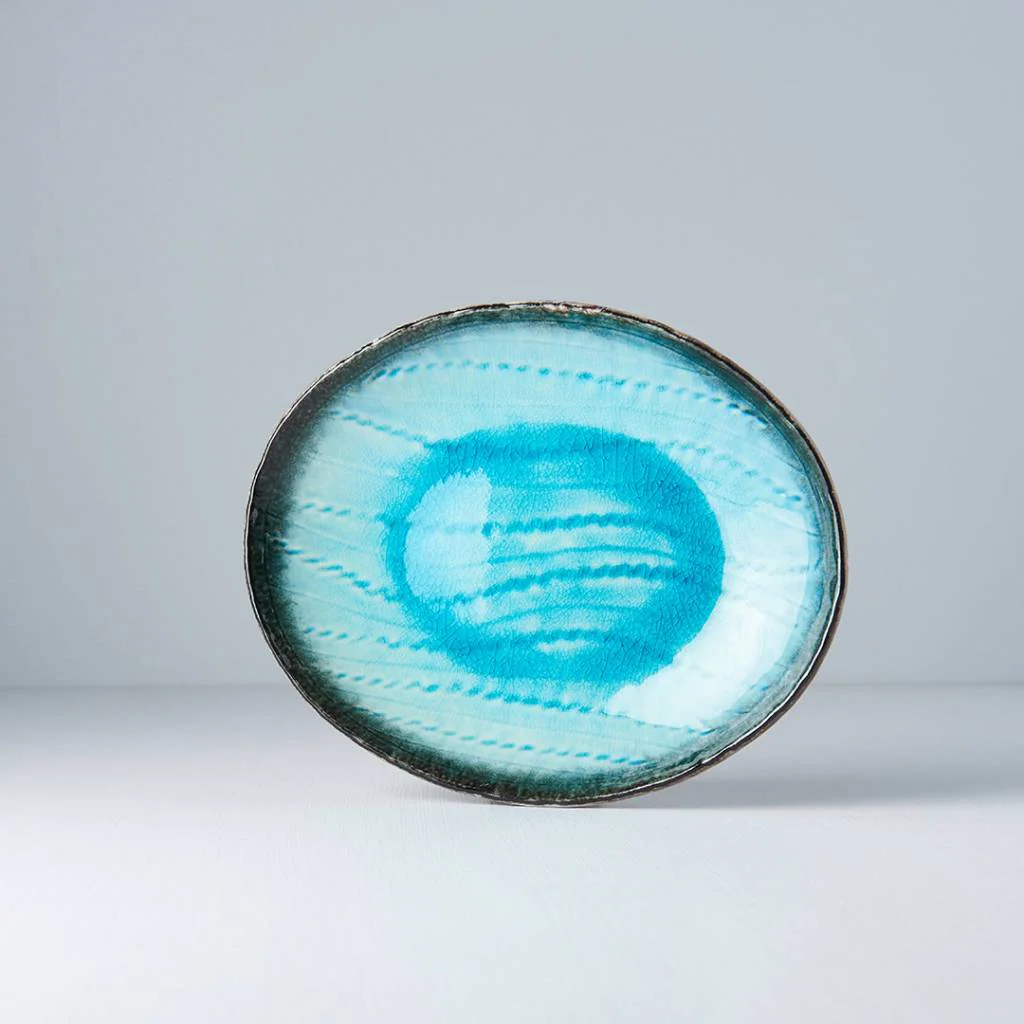 Sky Blue oval plate 24cm