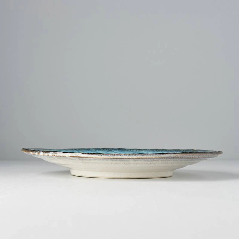 Sky Blue uneven edged plate with bisque bottom 27cm - Image 3