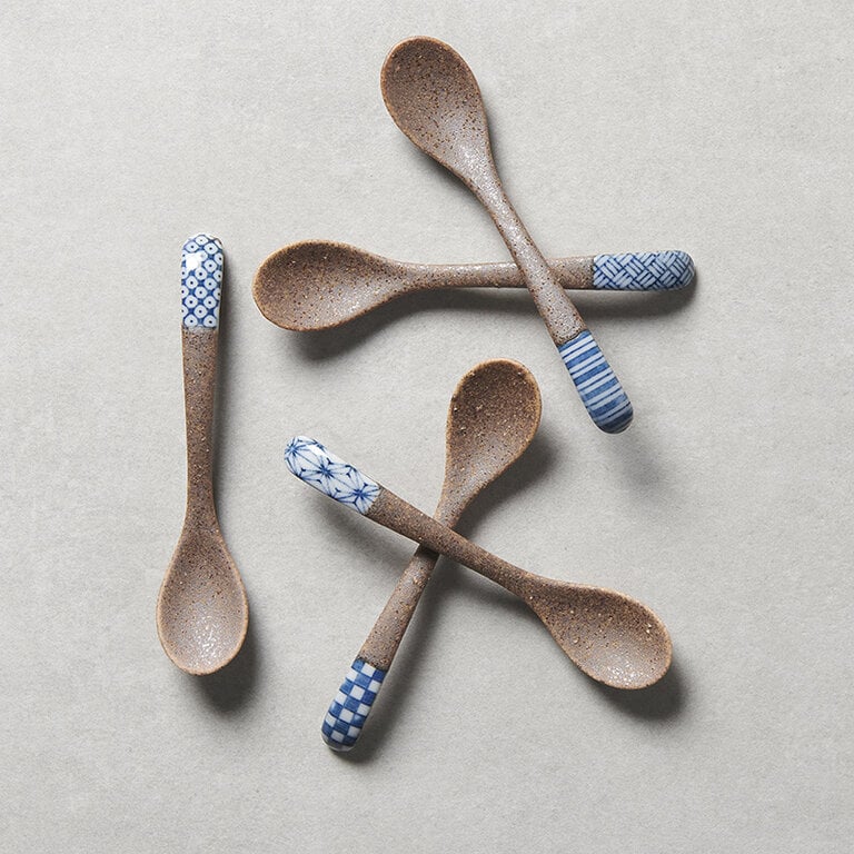 Indigo Asanoha design small bisque spoon 12.5cm - Image 5