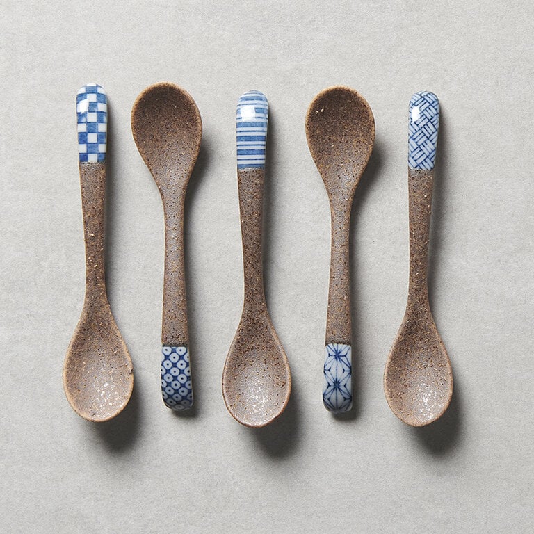 Indigo Asanoha design small bisque spoon 12.5cm - Image 6