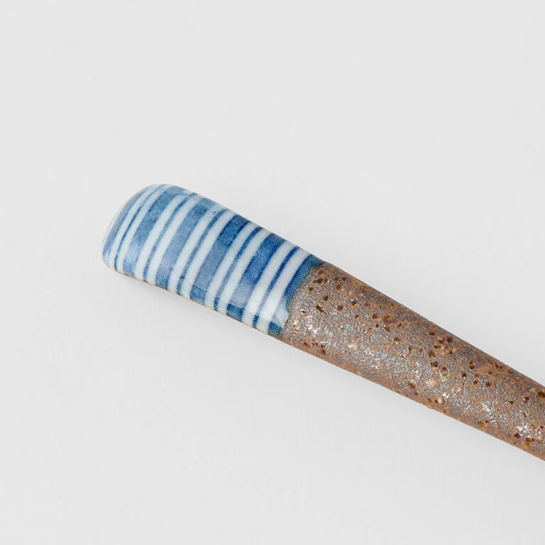 Indigo Stripe design small bisque spoon 12.5cm - Image 3