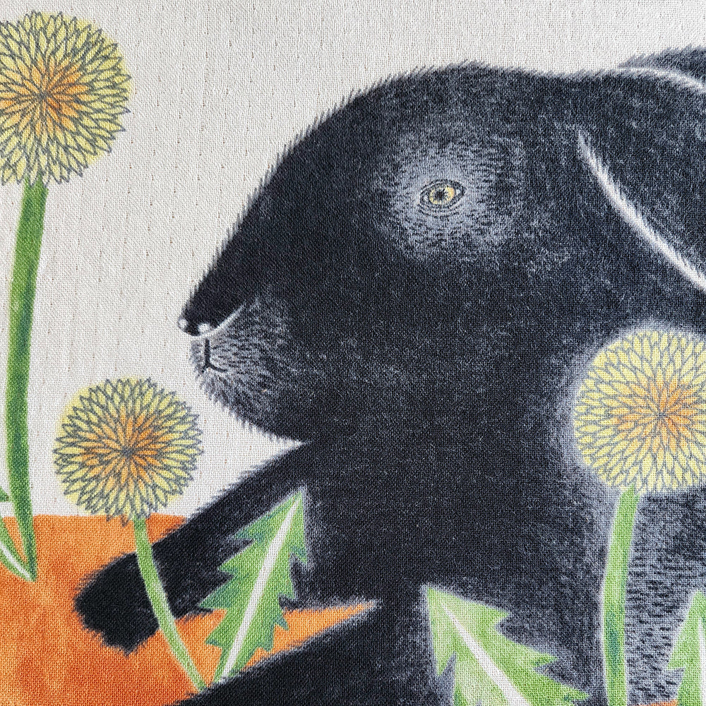Tea Towel: Happy Black Rabbit/Orange 45x70cm - Image 2