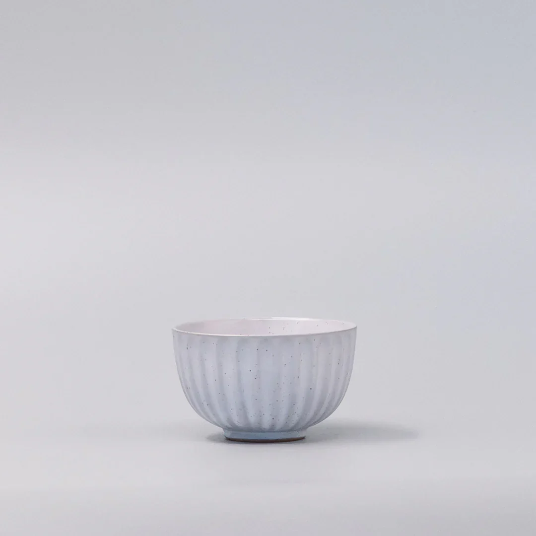 Speckled White ridged teacup 150ml