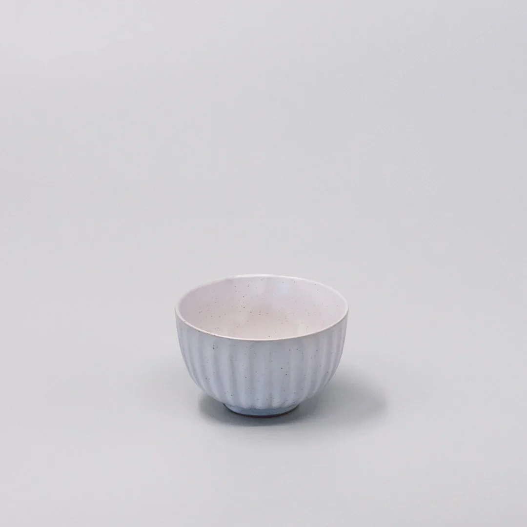 Speckled White ridged teacup 150ml - Image 2