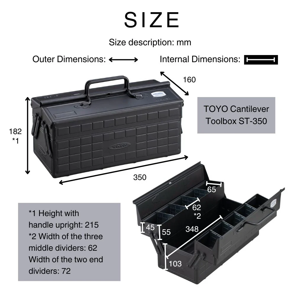 Toyo Steel Cantilever Toolbox ST-350 Silver - Image 6