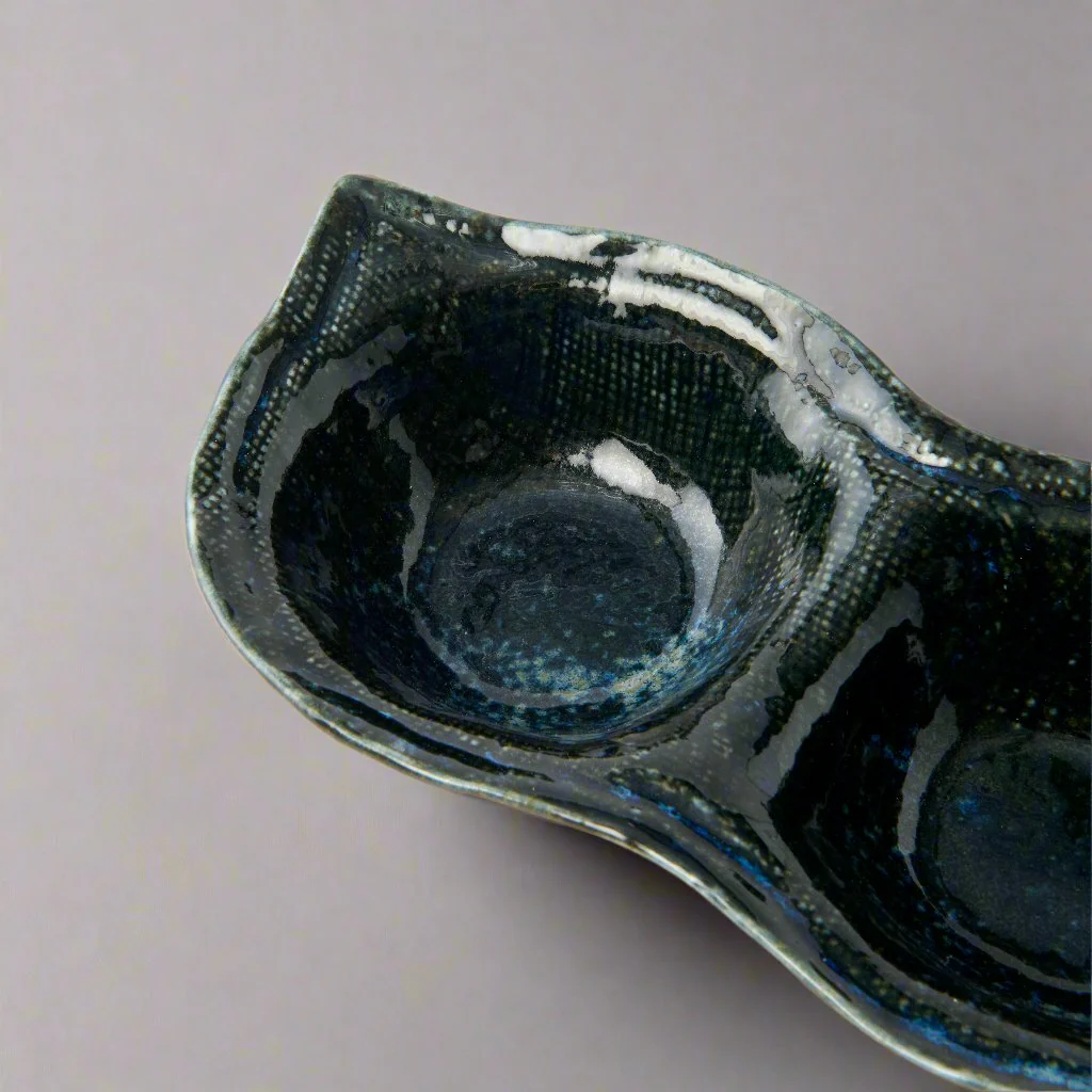 Indigo Blue triple pod sauce dish 27cm - Image 2