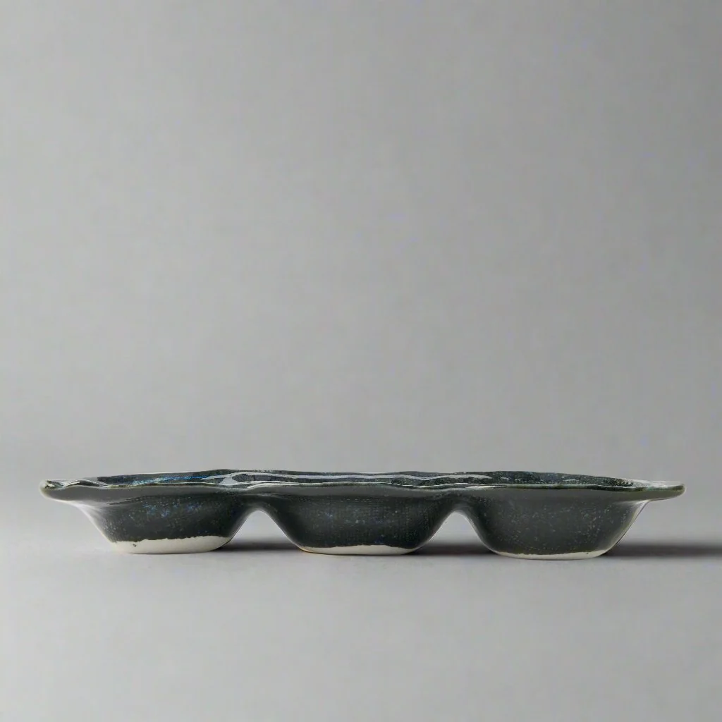 Indigo Blue triple pod sauce dish 27cm - Image 3