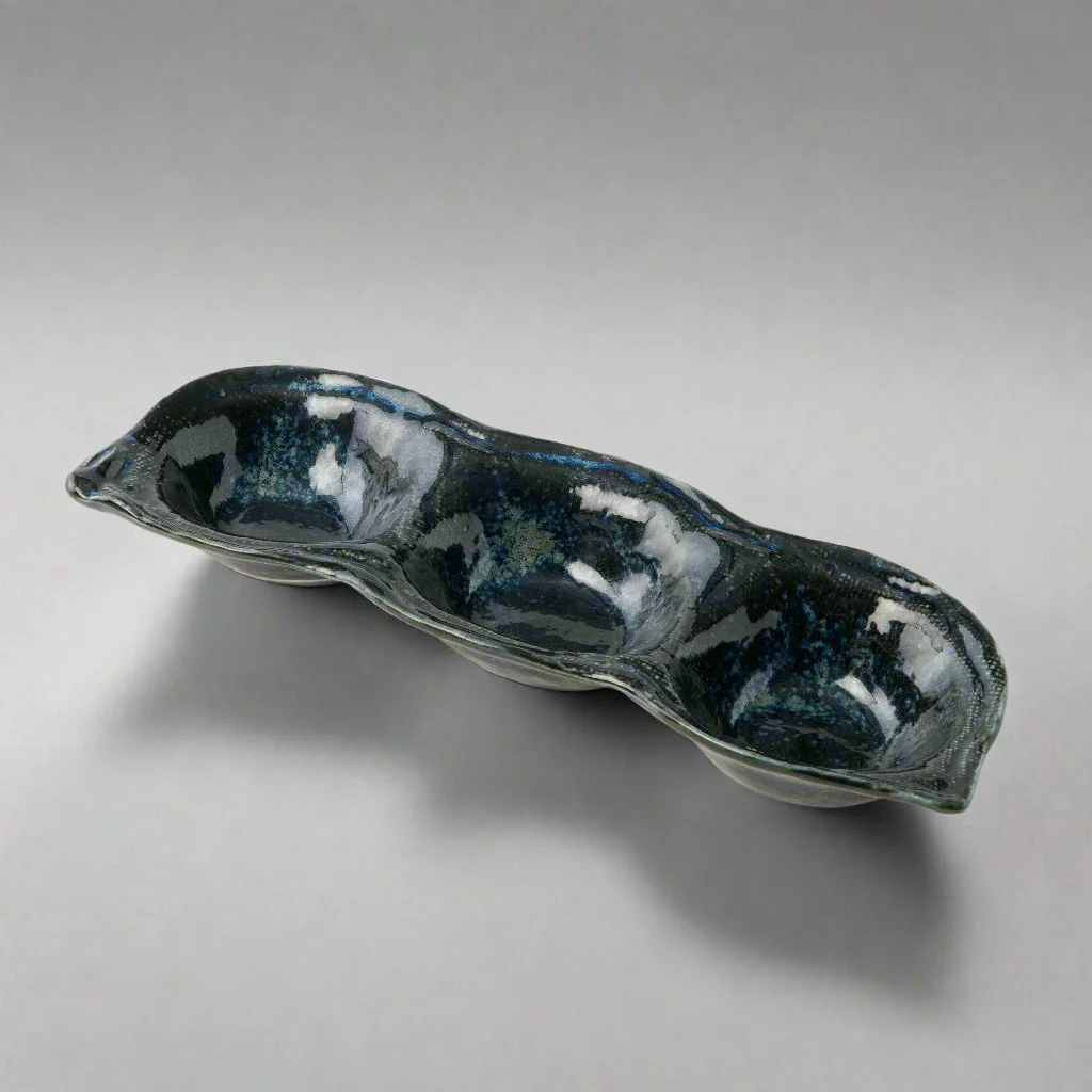 Indigo Blue triple pod sauce dish 27cm - Image 4