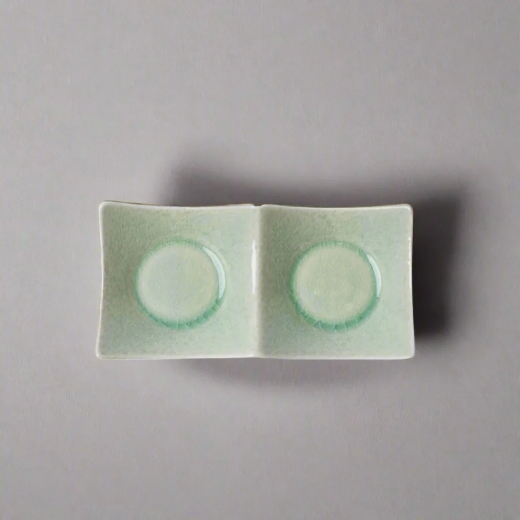 Two Section Sauce Dish Celadon Glaze - Image 3
