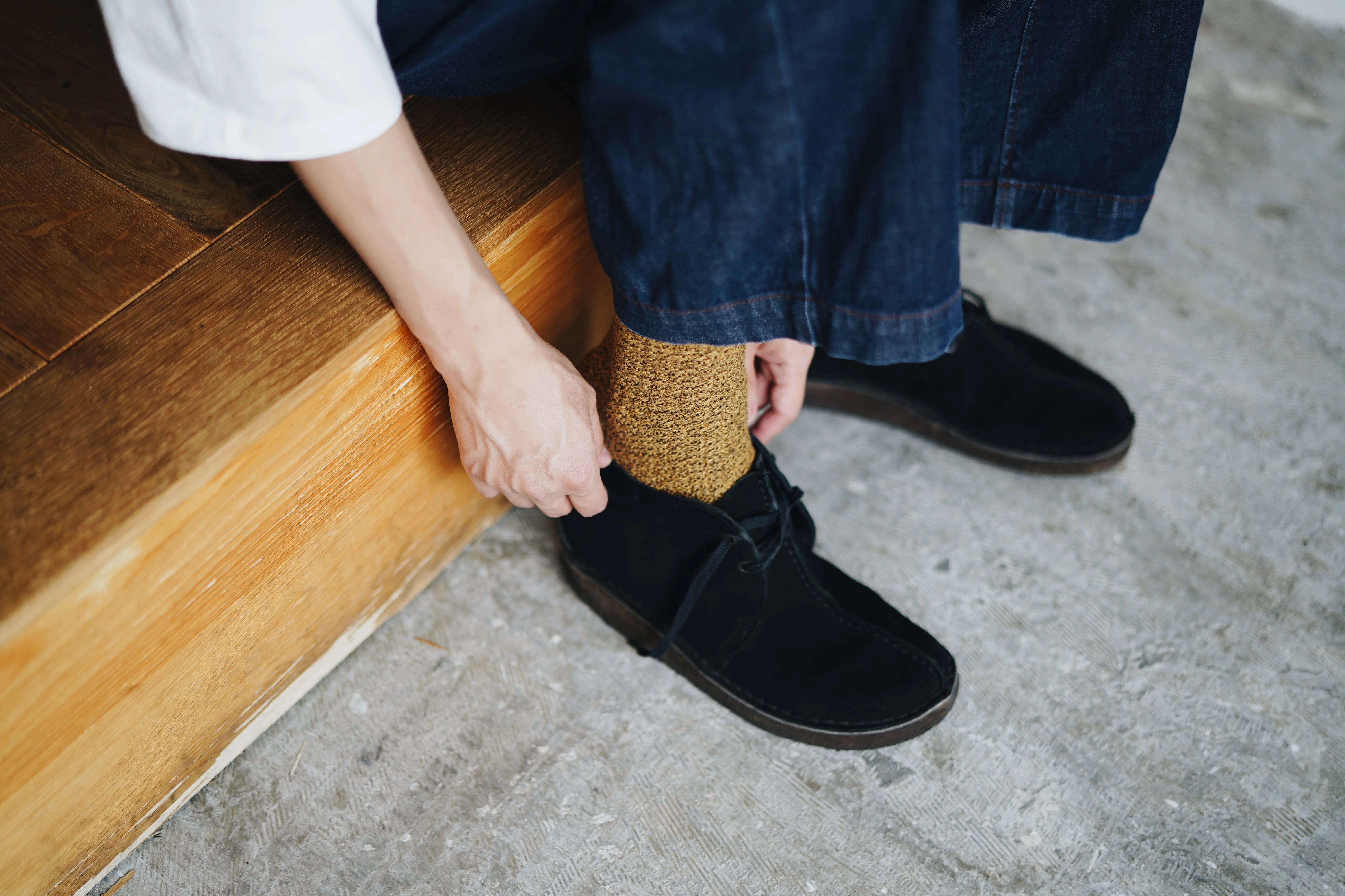 Wool Cotton Boots Socks - Mustard - Image 4