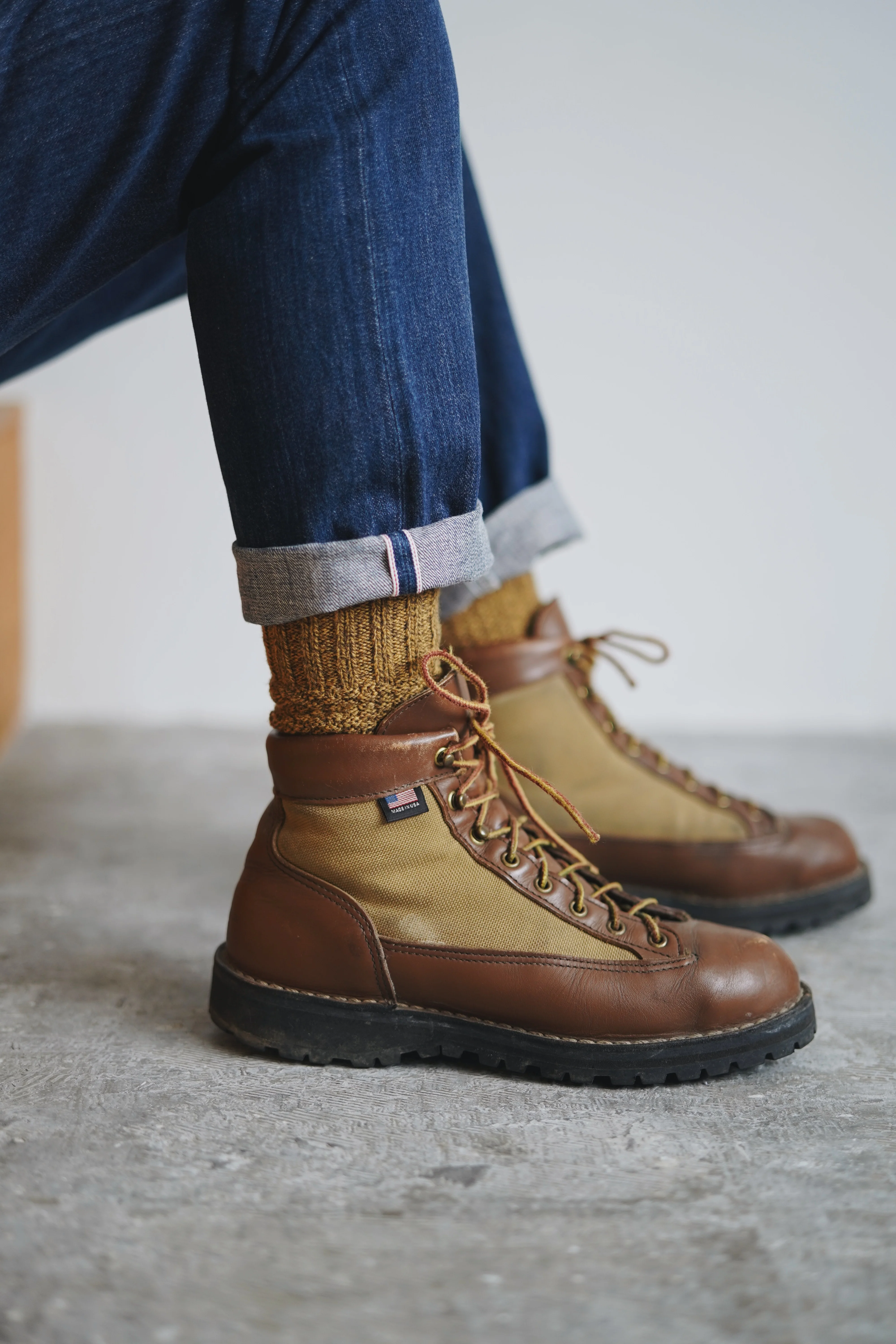 Wool Cotton Boots Socks - Mustard - Image 5
