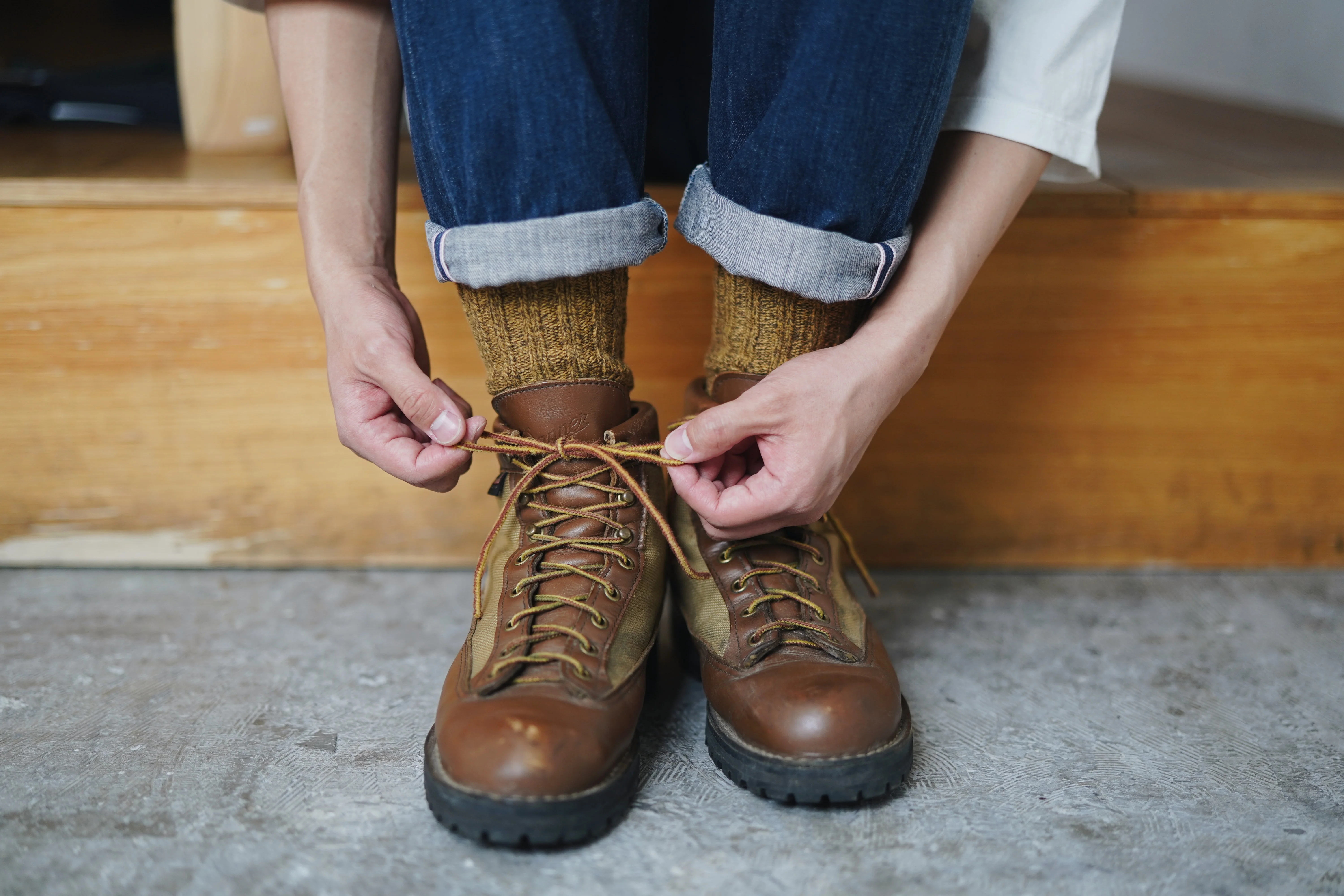 Wool Cotton Boots Socks - Mustard - Image 6