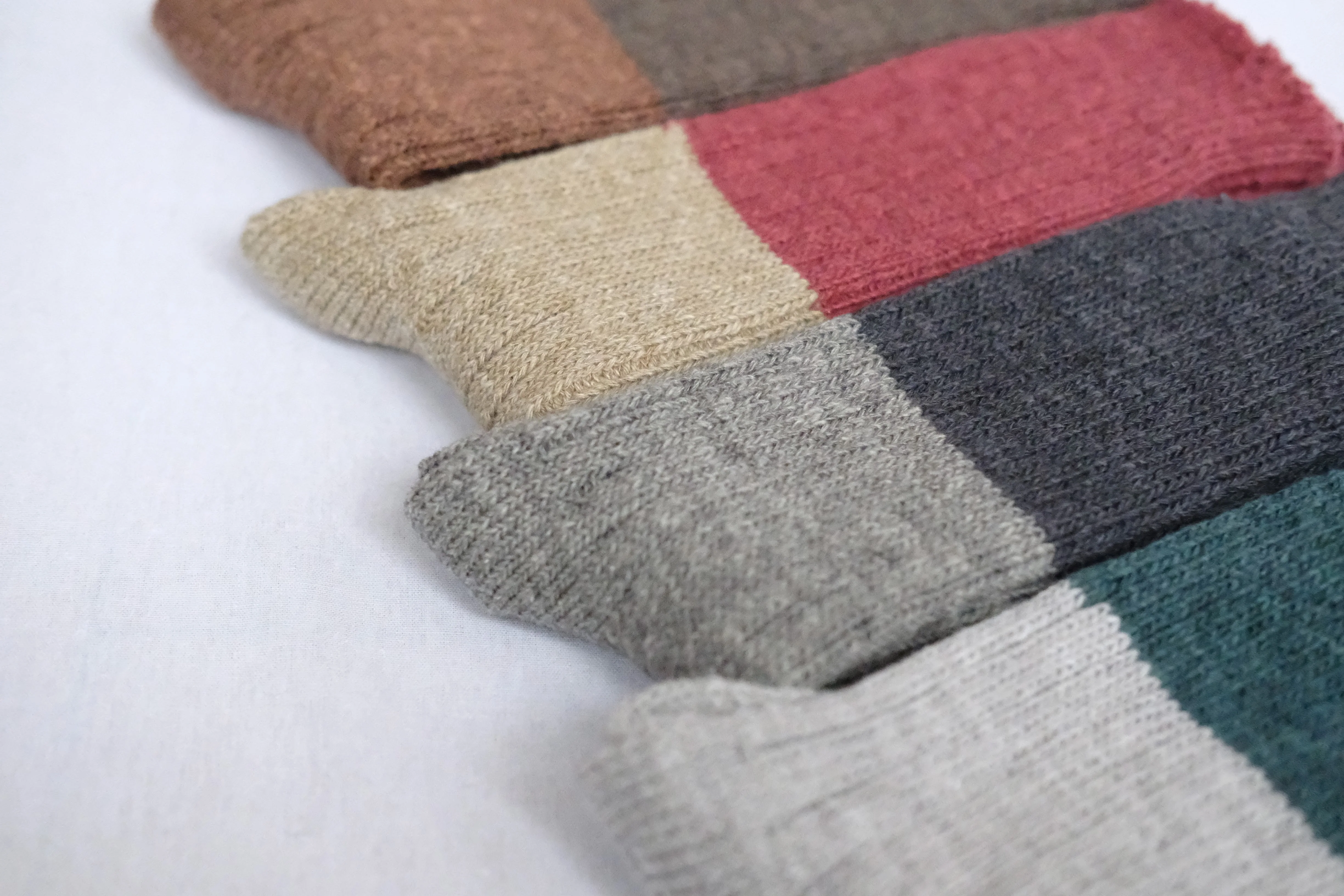 Wool Cotton Slab Socks - Brown - Image 9