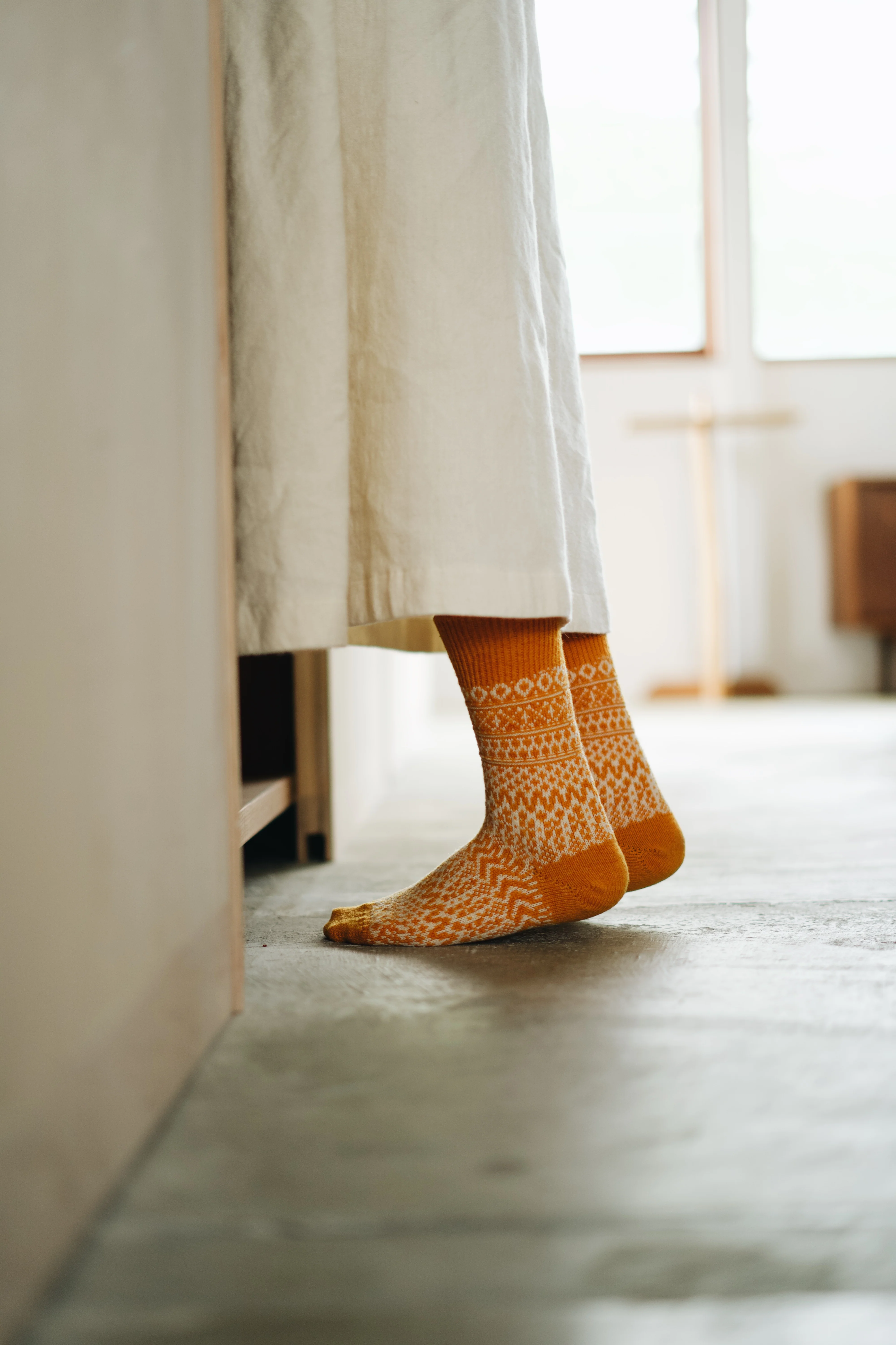 Wool Jacquard Socks - Lantern Orange - Image 3