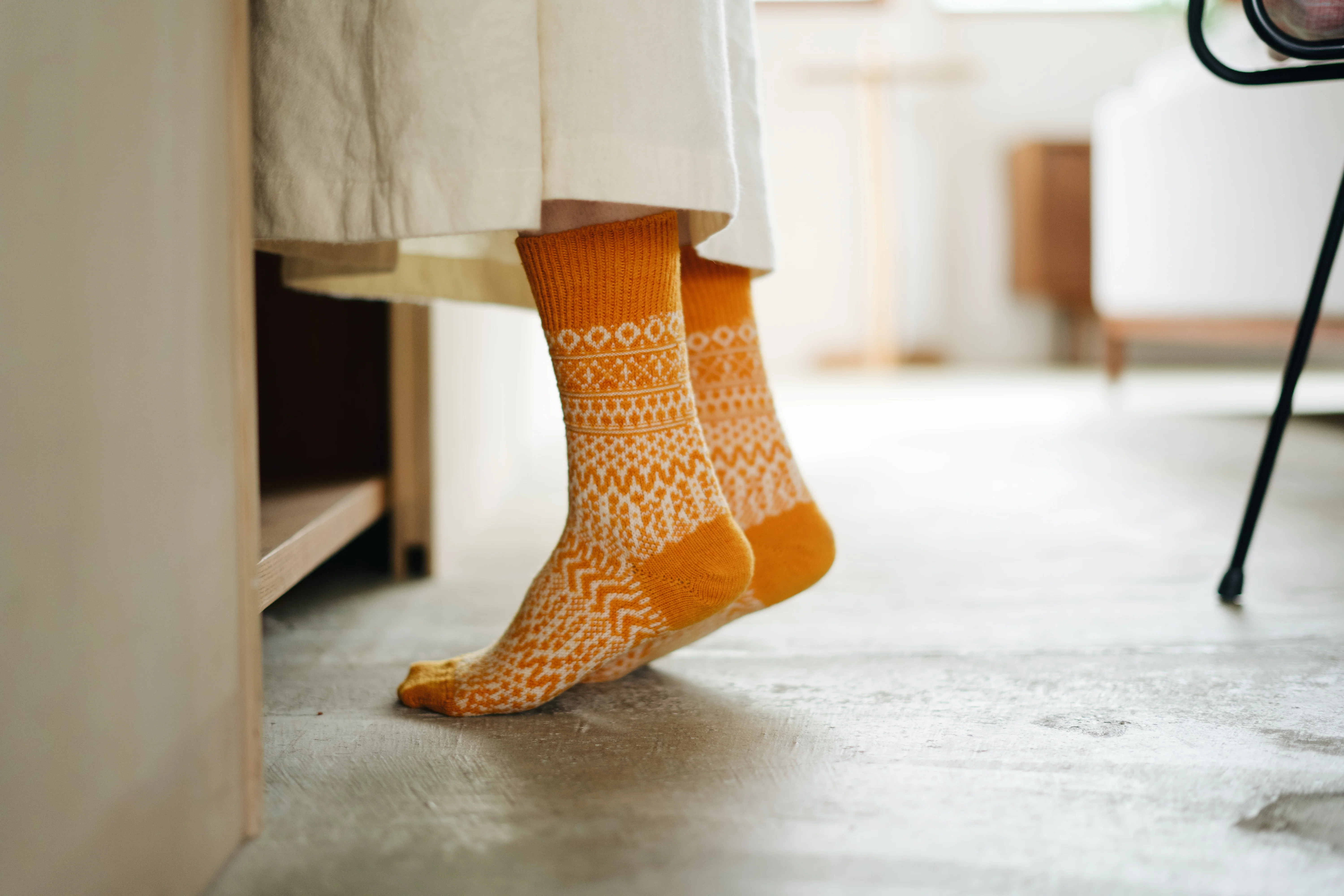 Wool Jacquard Socks - Lantern Orange - Image 4