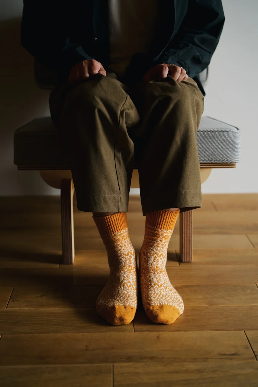 Wool Jacquard Socks - Lantern Orange - Image 7